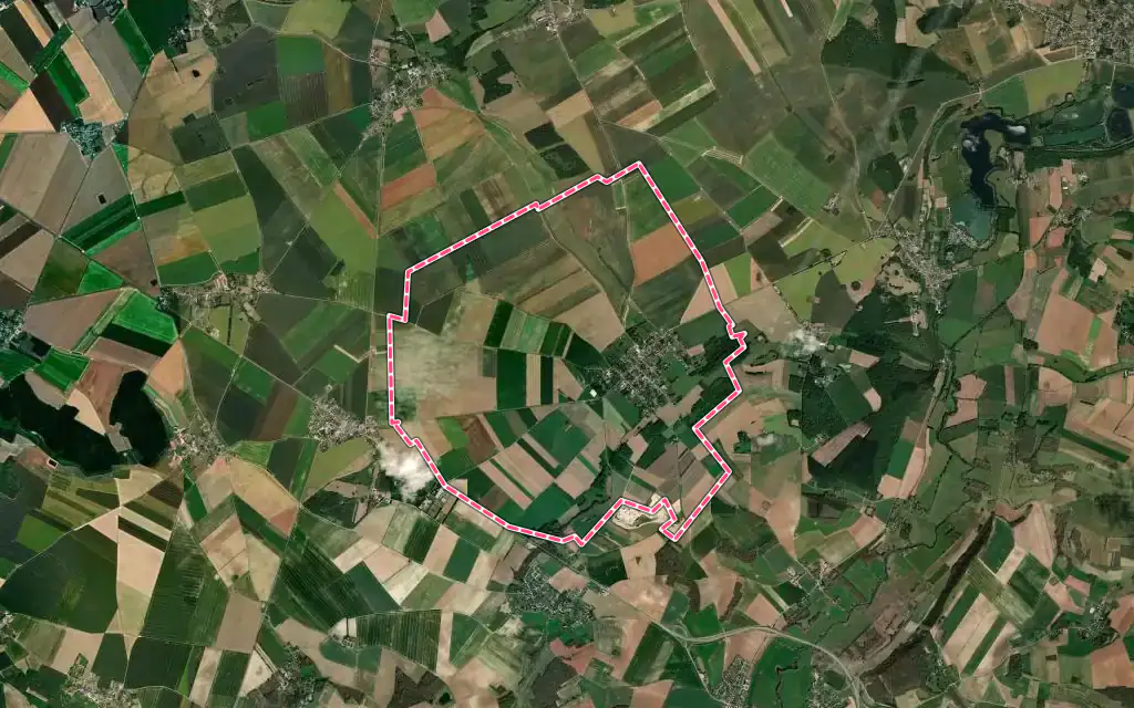 Vue satellite de Vesly avec ses contours administratifs