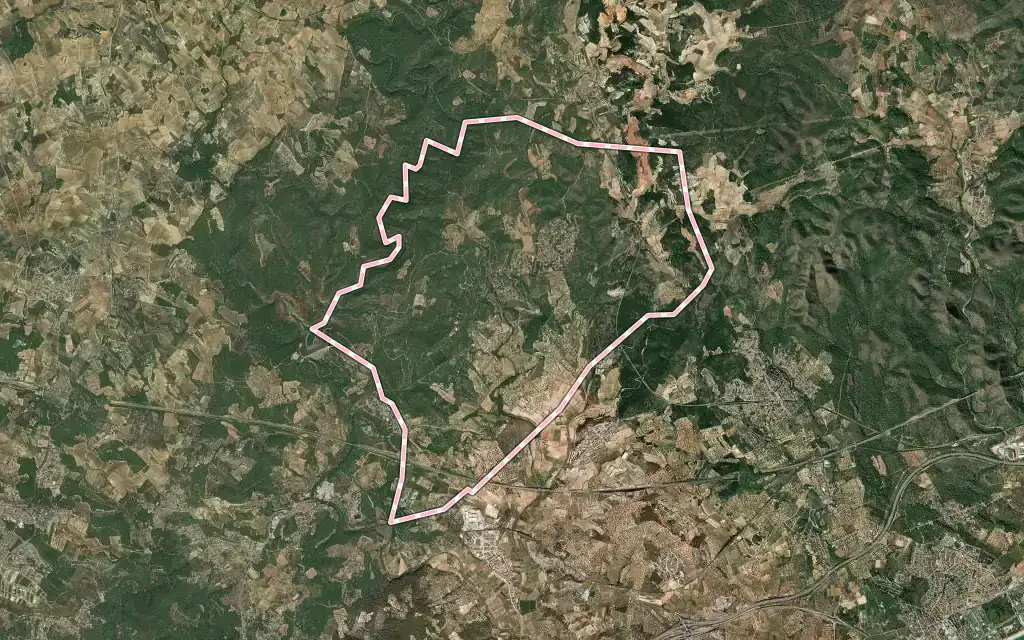 Vista satélite de Vespella de Gaià con su contorno administrativo