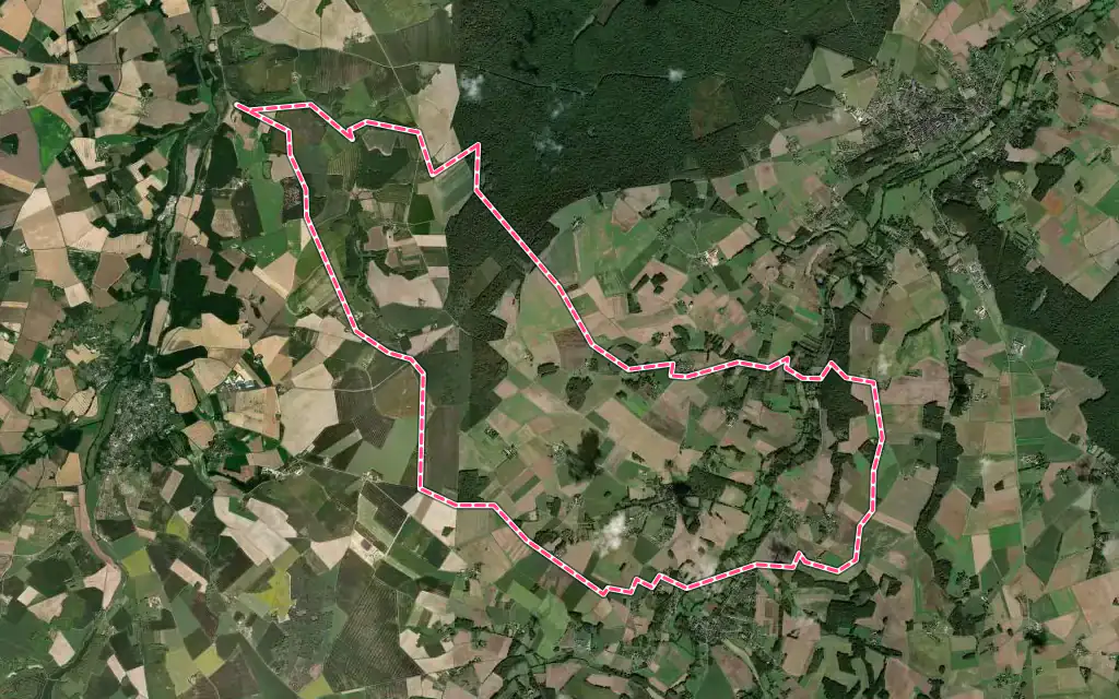 Vue satellite de Veuil avec ses contours administratifs