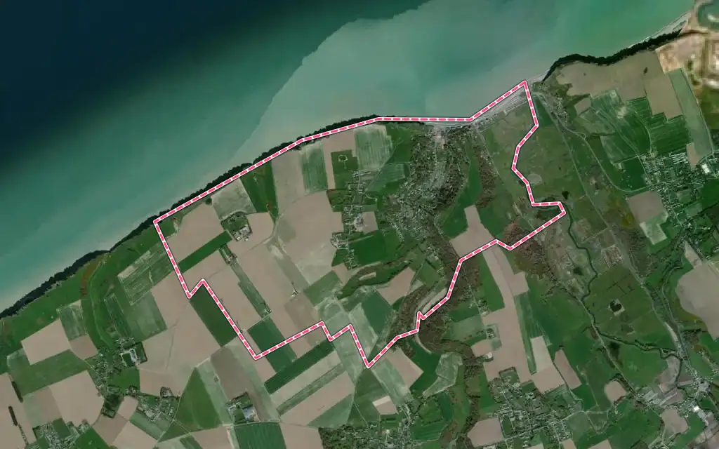 Vue satellite de Veulettes-sur-Mer avec ses contours administratifs