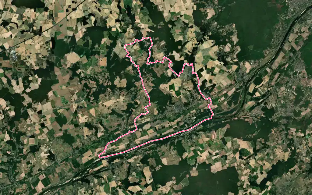 Vue satellite de Veuzain-sur-Loire avec ses contours administratifs