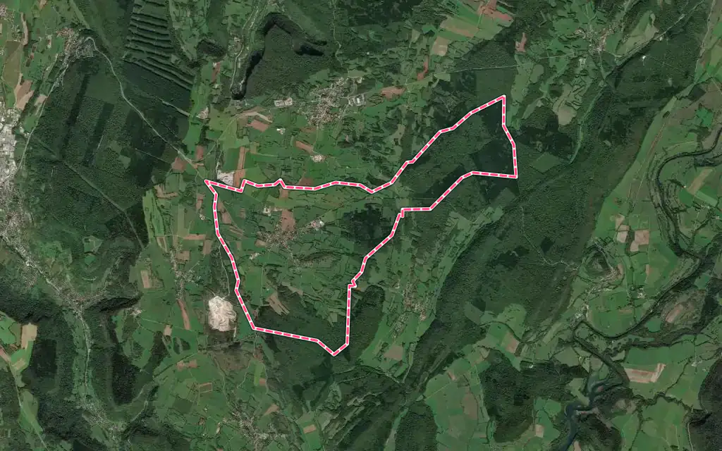 Vue satellite de Vevy avec ses contours administratifs