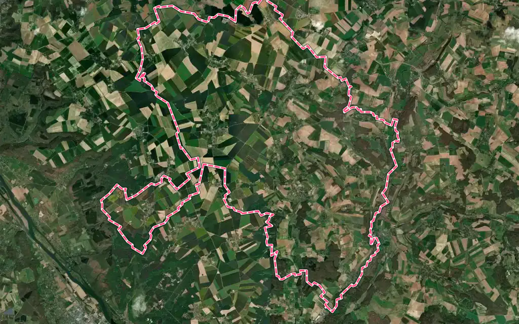 Vue satellite de Vexin-sur-Epte avec ses contours administratifs