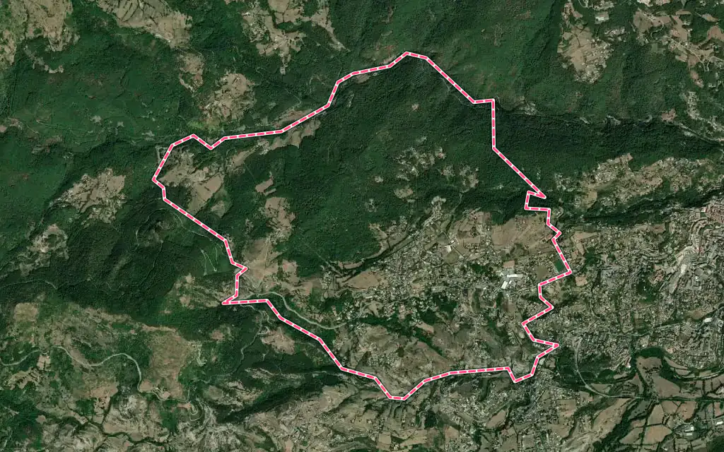 Vue satellite de Veyras avec ses contours administratifs
