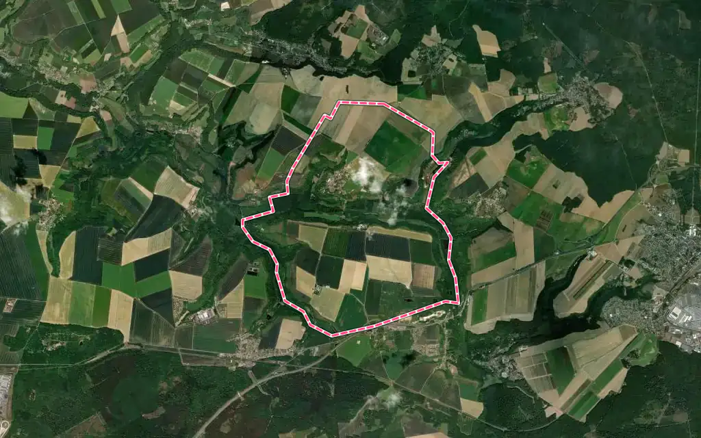 Vue satellite de Vez avec ses contours administratifs