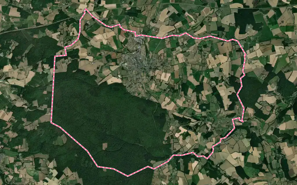Vue satellite de Vibraye avec ses contours administratifs