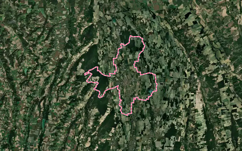 Vue satellite de Vic-en-Bigorre avec ses contours administratifs