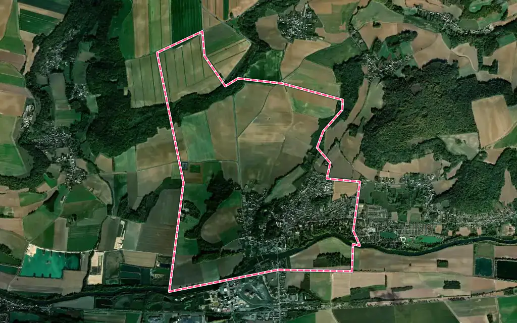 Vue satellite de Vic-sur-Aisne avec ses contours administratifs