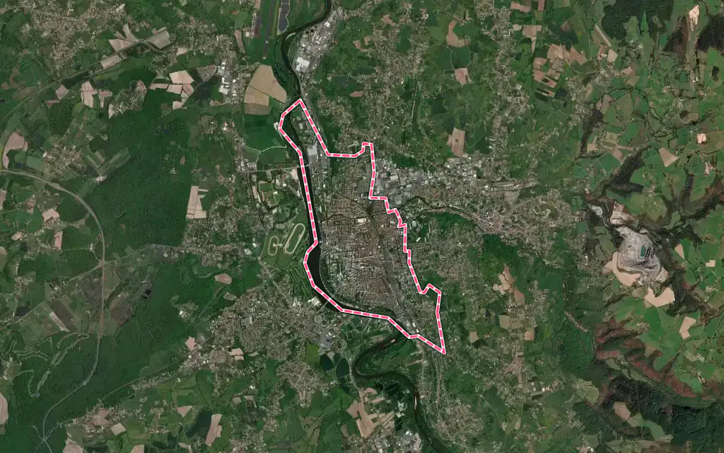 Vue satellite de Vichy avec ses contours administratifs