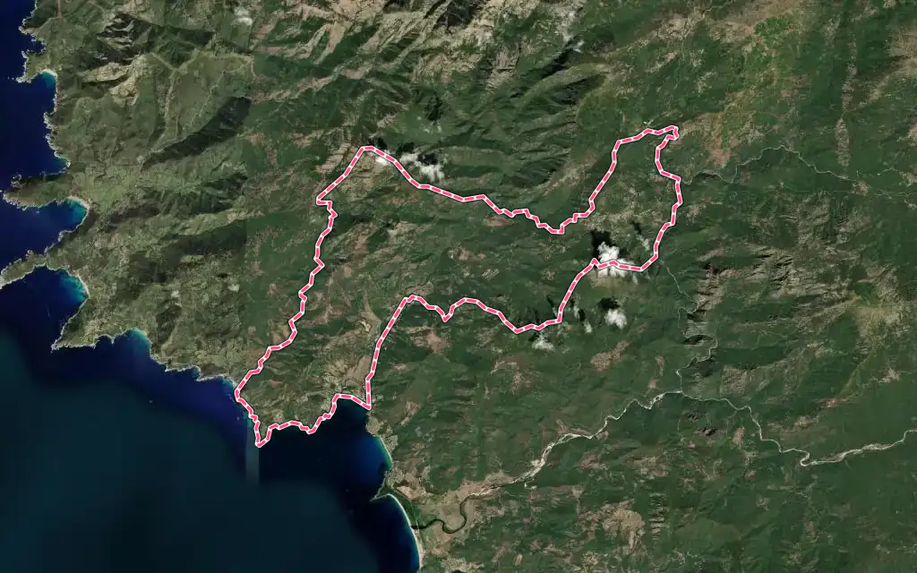 Vue satellite de Vico avec ses contours administratifs