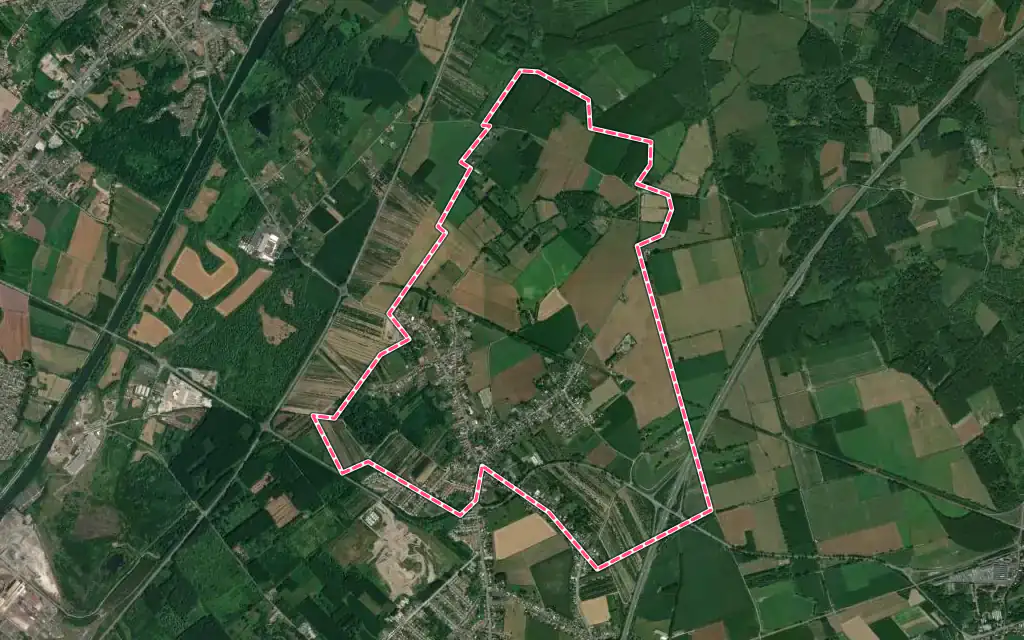 Vue satellite de Vicq avec ses contours administratifs