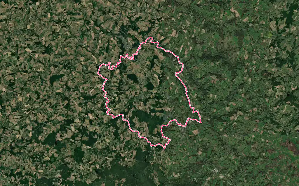 Vue satellite de Vicq-sur-Breuilh avec ses contours administratifs