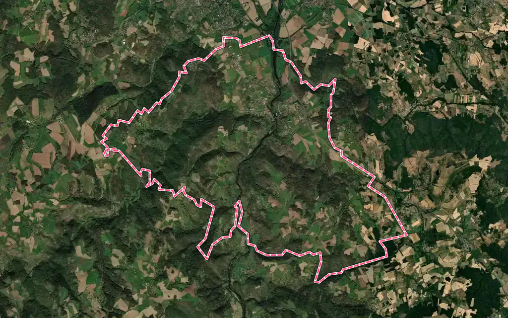 Vue satellite de Vieille-Brioude avec ses contours administratifs