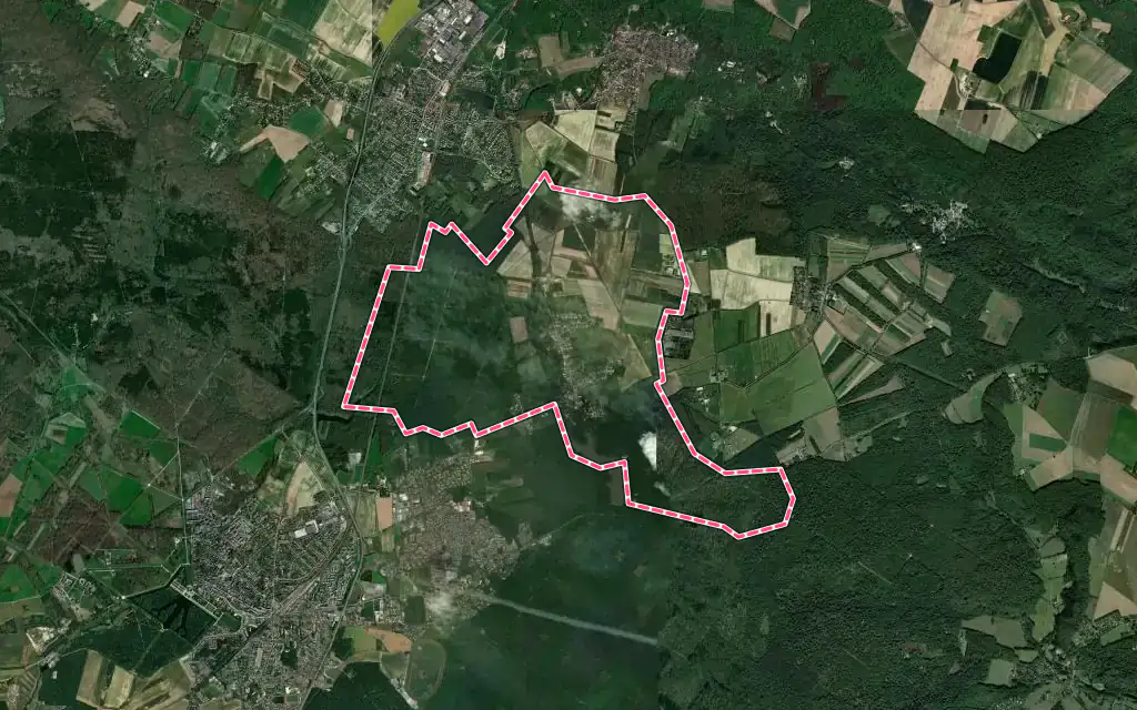 Vue satellite de Vieille-Église-en-Yvelines avec ses contours administratifs