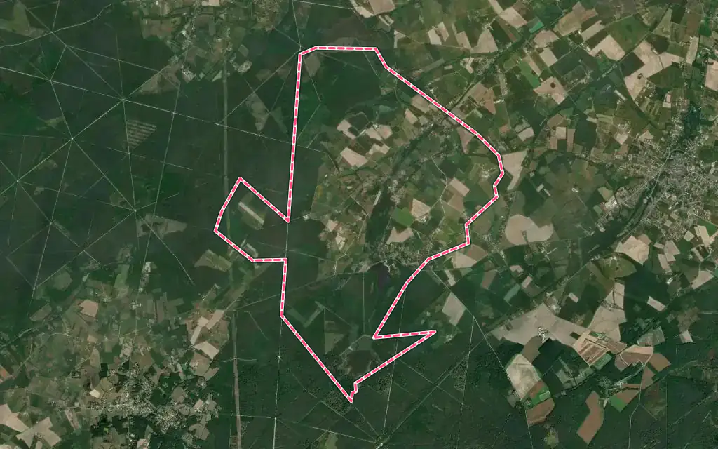 Vue satellite de Vieilles-Maisons-sur-Joudry avec ses contours administratifs