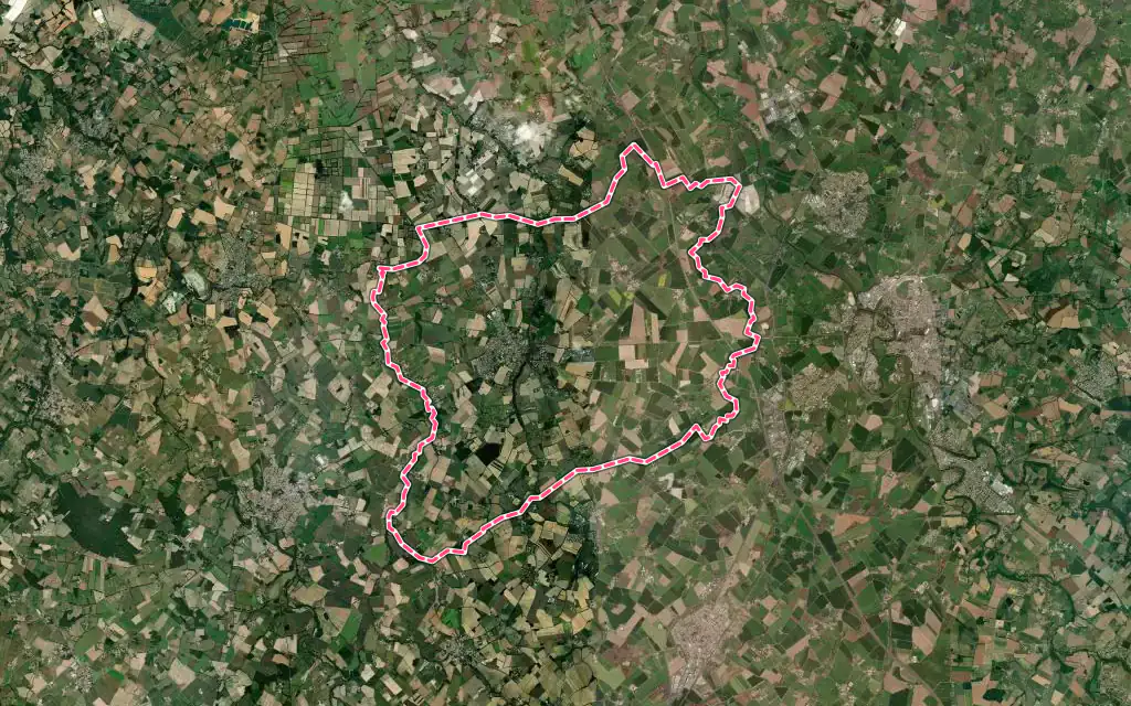 Vue satellite de Vieillevigne avec ses contours administratifs