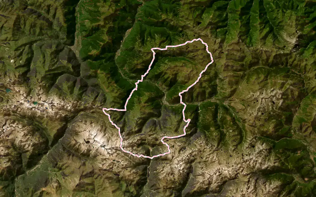 Vista satélite de Vielha e Mijaran con su contorno administrativo
