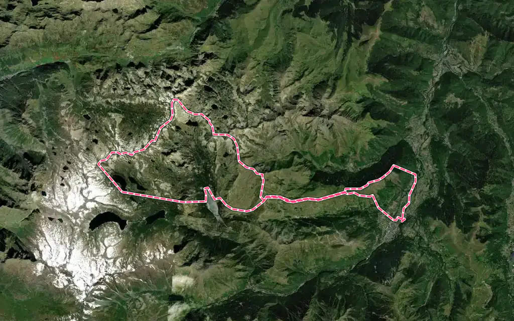 Vue satellite de Vielle-Aure avec ses contours administratifs