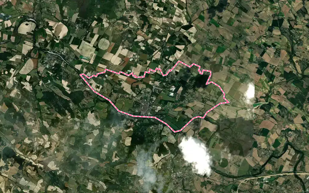 Vue satellite de Vielmur-sur-Agout avec ses contours administratifs