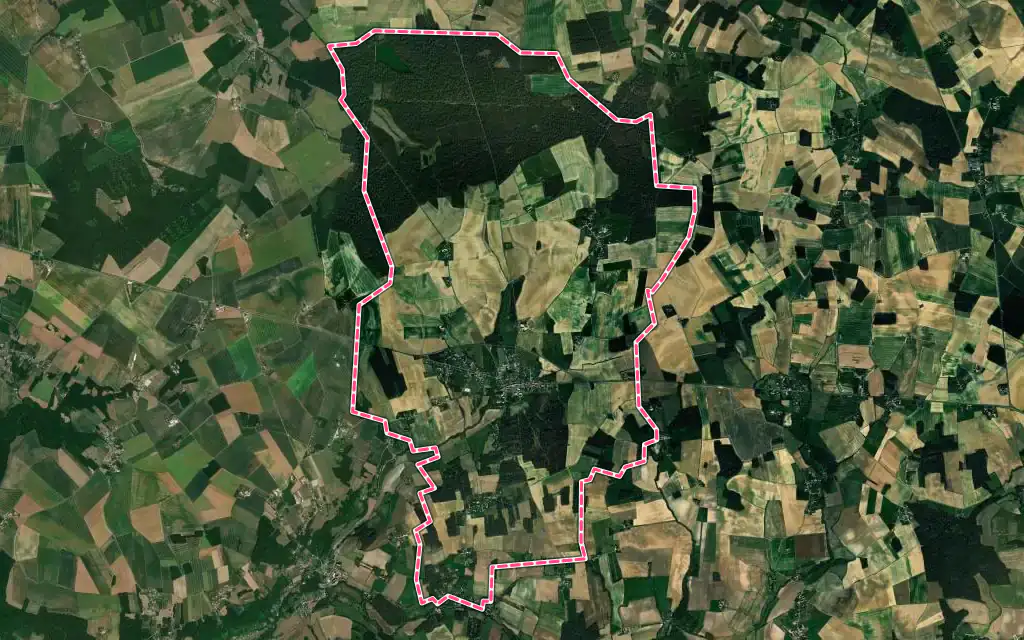 Vue satellite de Viels-Maisons avec ses contours administratifs