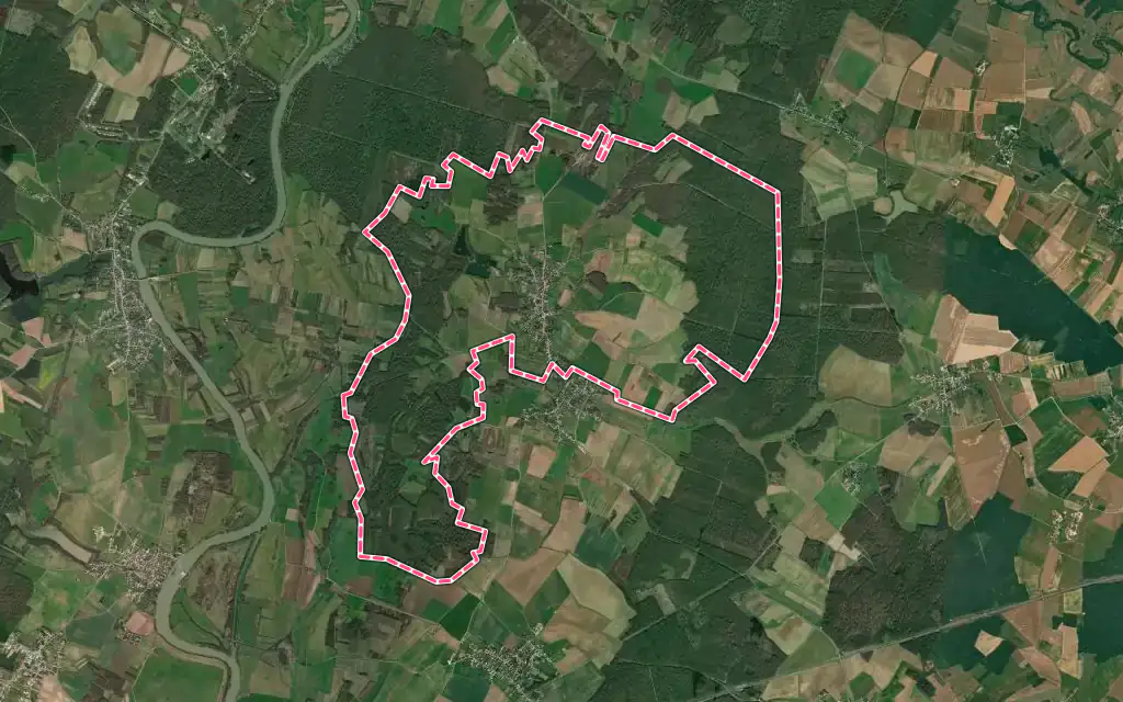 Vue satellite de Vielverge avec ses contours administratifs