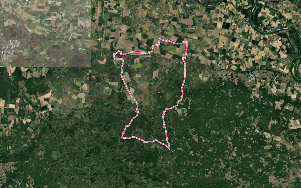 Vue satellite de Vienne-en-Val avec ses contours administratifs