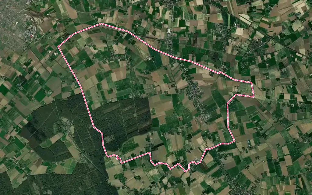Vue satellite de Vieux-Berquin avec ses contours administratifs
