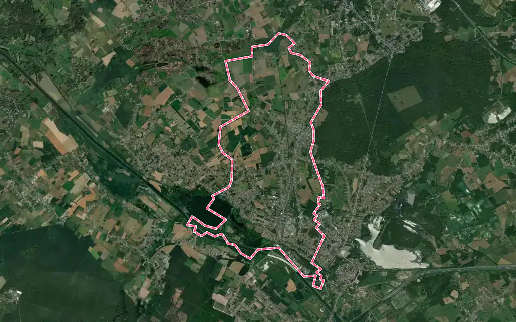 Vue satellite de Vieux-Condé avec ses contours administratifs