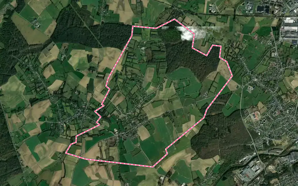 Vue satellite de Vieux-Mesnil avec ses contours administratifs