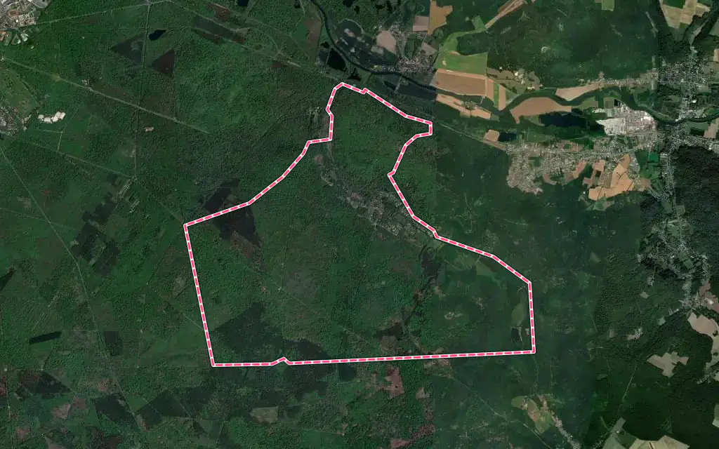 Vue satellite de Vieux-Moulin avec ses contours administratifs