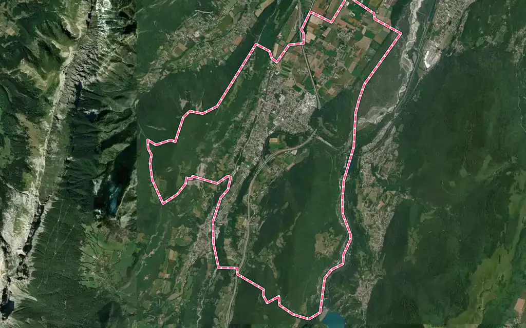 Vue satellite de Vif avec ses contours administratifs