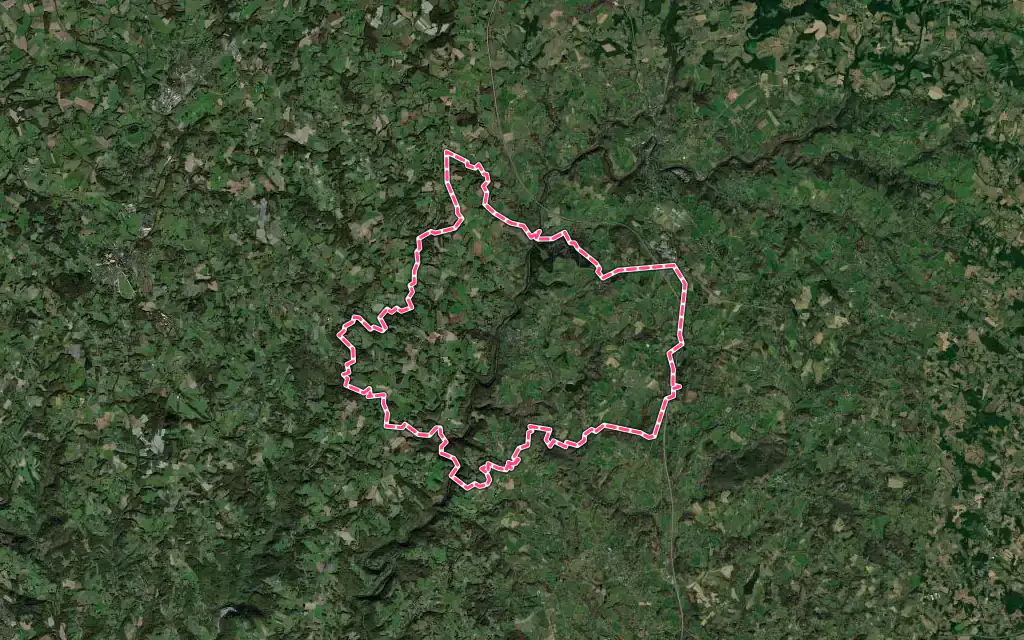 Vue satellite de Vigeois avec ses contours administratifs