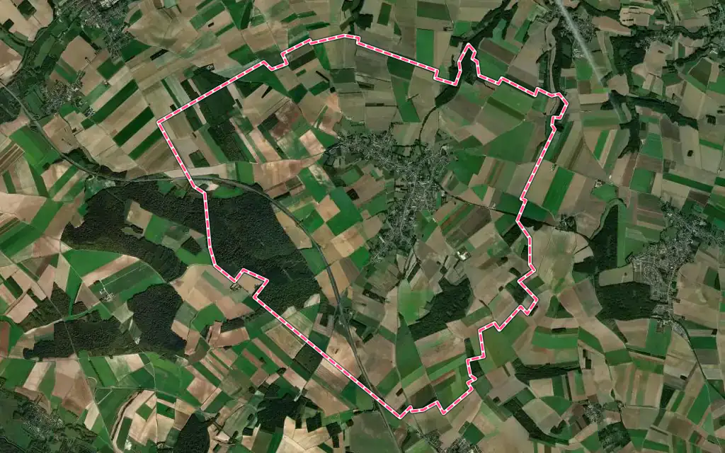 Vue satellite de Vignacourt avec ses contours administratifs