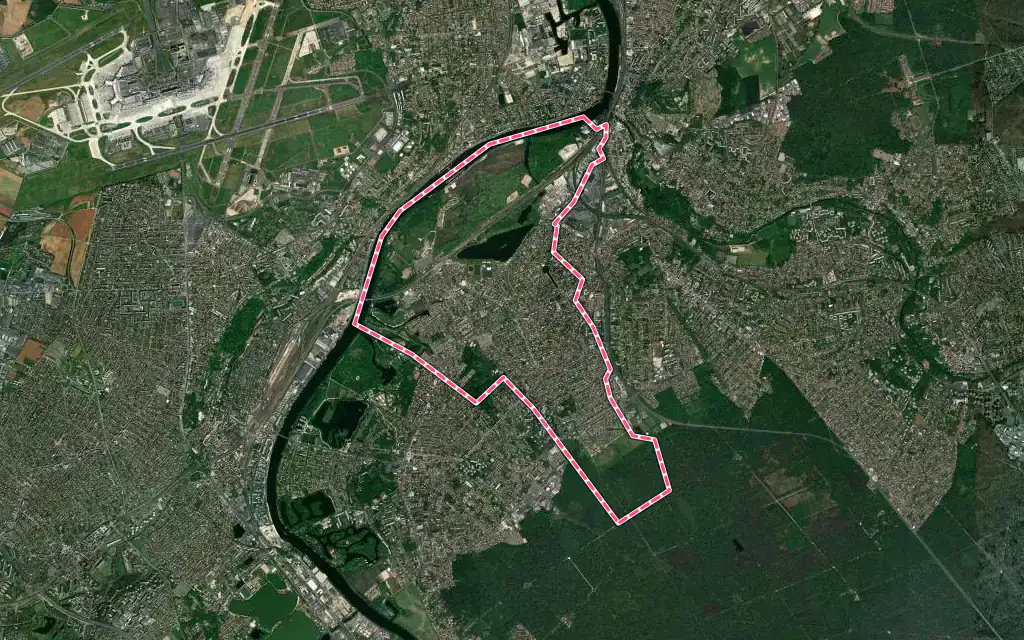 Vue satellite de Vigneux-sur-Seine avec ses contours administratifs