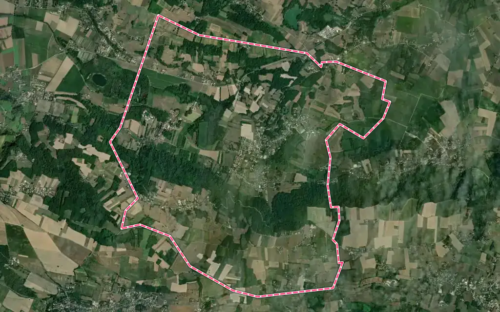 Vue satellite de Vignieu avec ses contours administratifs