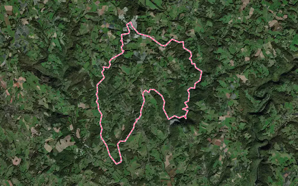 Vue satellite de Vignols avec ses contours administratifs