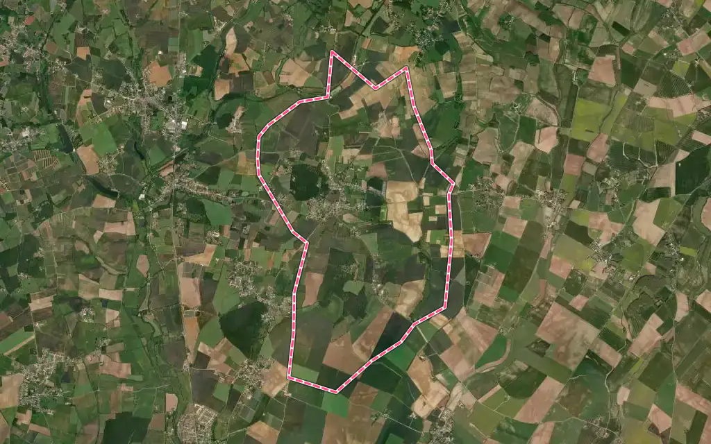Vue satellite de Vignoux-sous-les-Aix avec ses contours administratifs