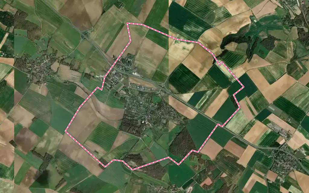Vue satellite de Vigny avec ses contours administratifs