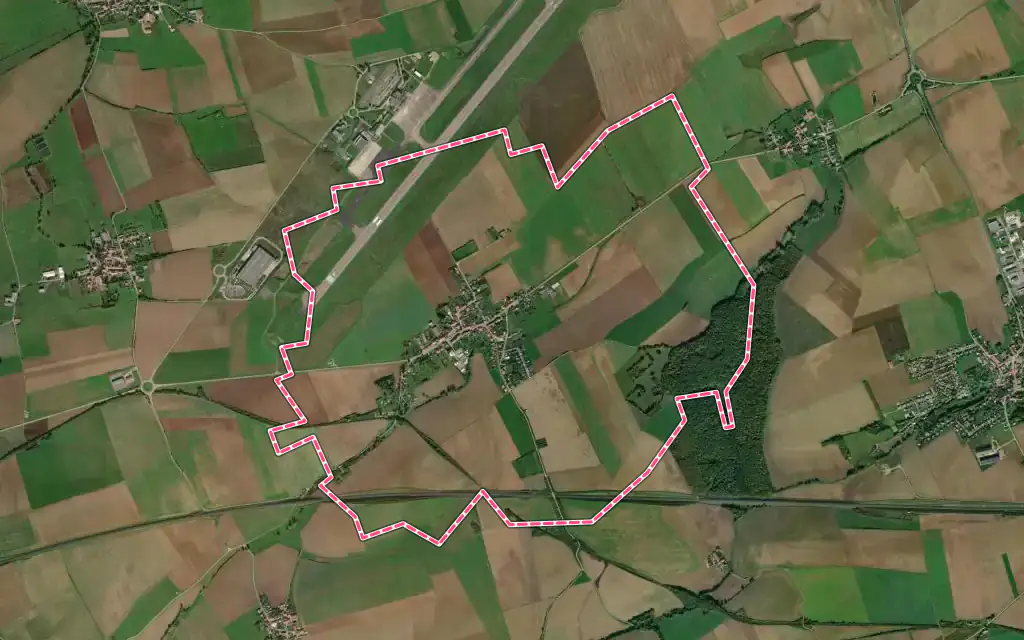 Vue satellite de Vigny avec ses contours administratifs