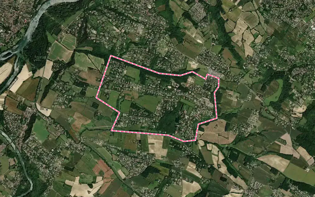 Vue satellite de Vigoulet-Auzil avec ses contours administratifs