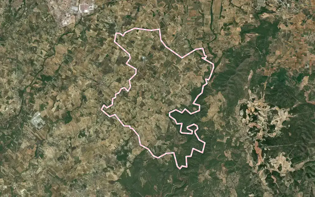 Vista satélite de Vilabella con su contorno administrativo