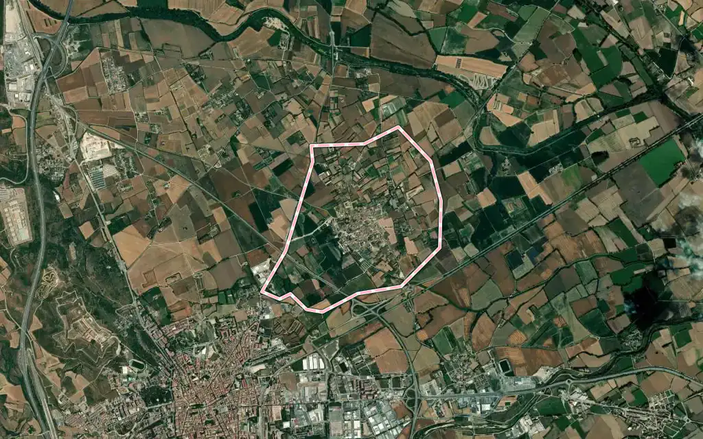 Vista satélite de Vilabertran con su contorno administrativo