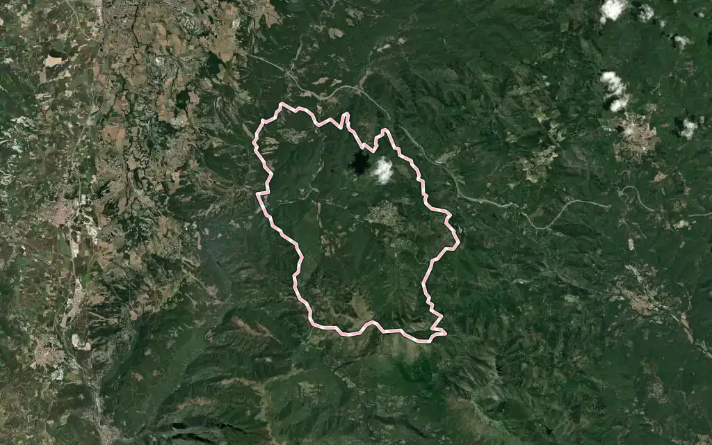 Vista satélite de Viladrau con su contorno administrativo