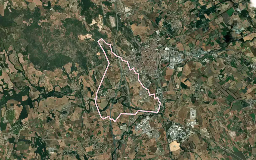 Vista satélite de Vilafant con su contorno administrativo