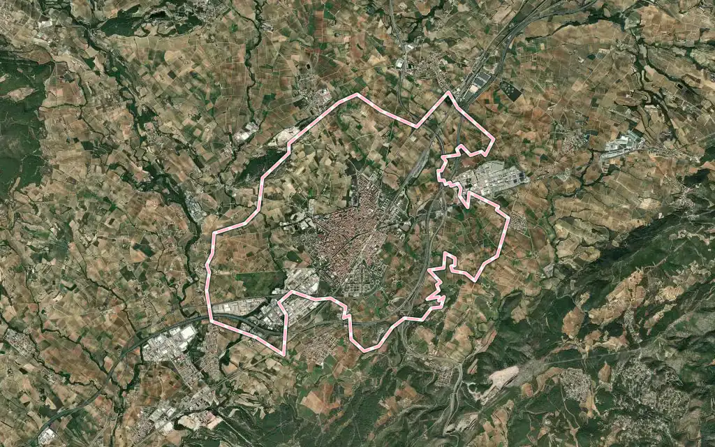 Vista satélite de Vilafranca del Penedès con su contorno administrativo