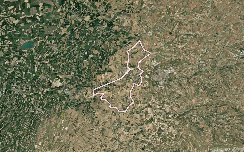 Vista satélite de Vilagrassa con su contorno administrativo