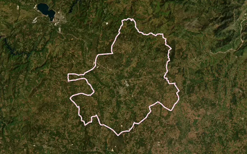 Vista satélite de Vilalba con su contorno administrativo