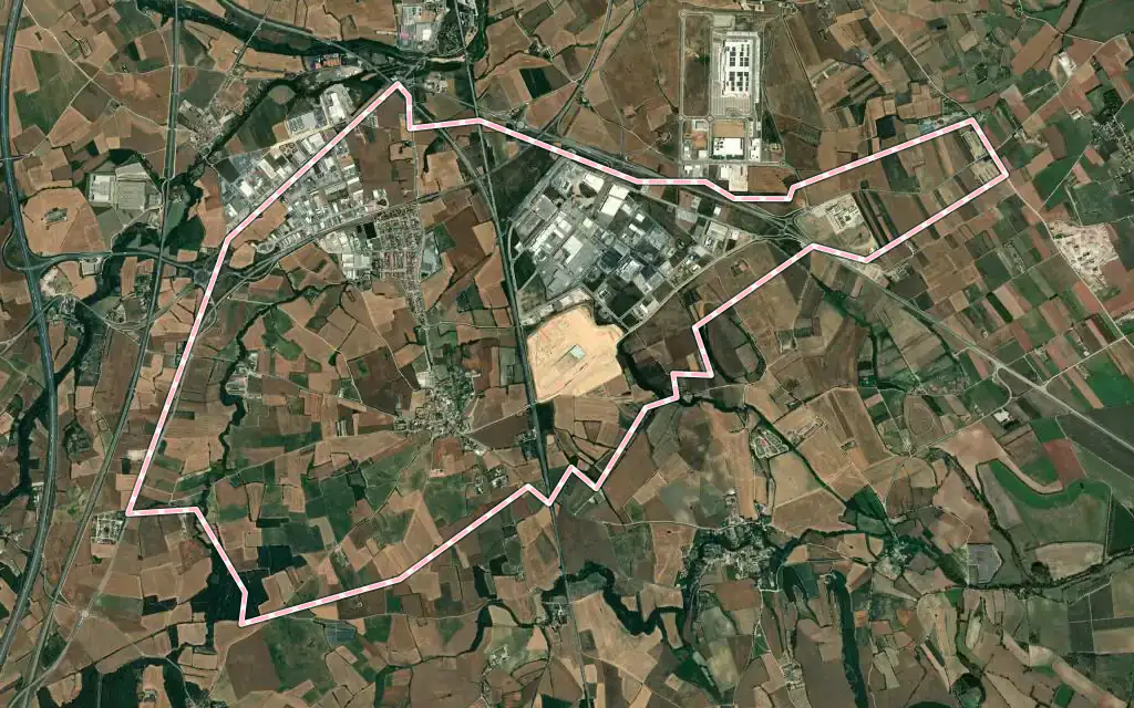 Vista satélite de Vilamalla con su contorno administrativo