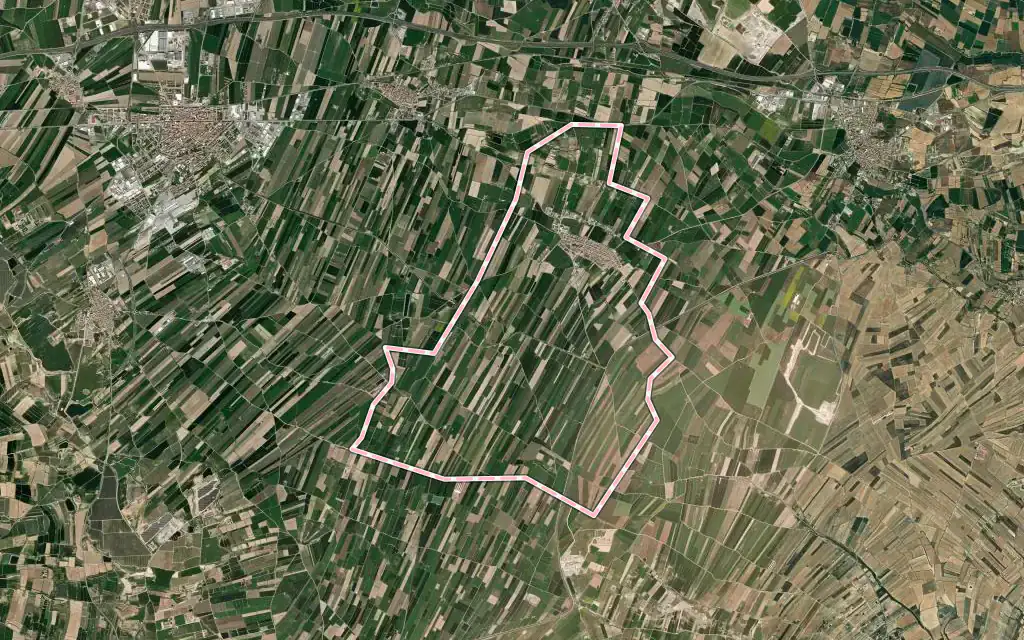 Vista satélite de Vilanova de Bellpuig con su contorno administrativo