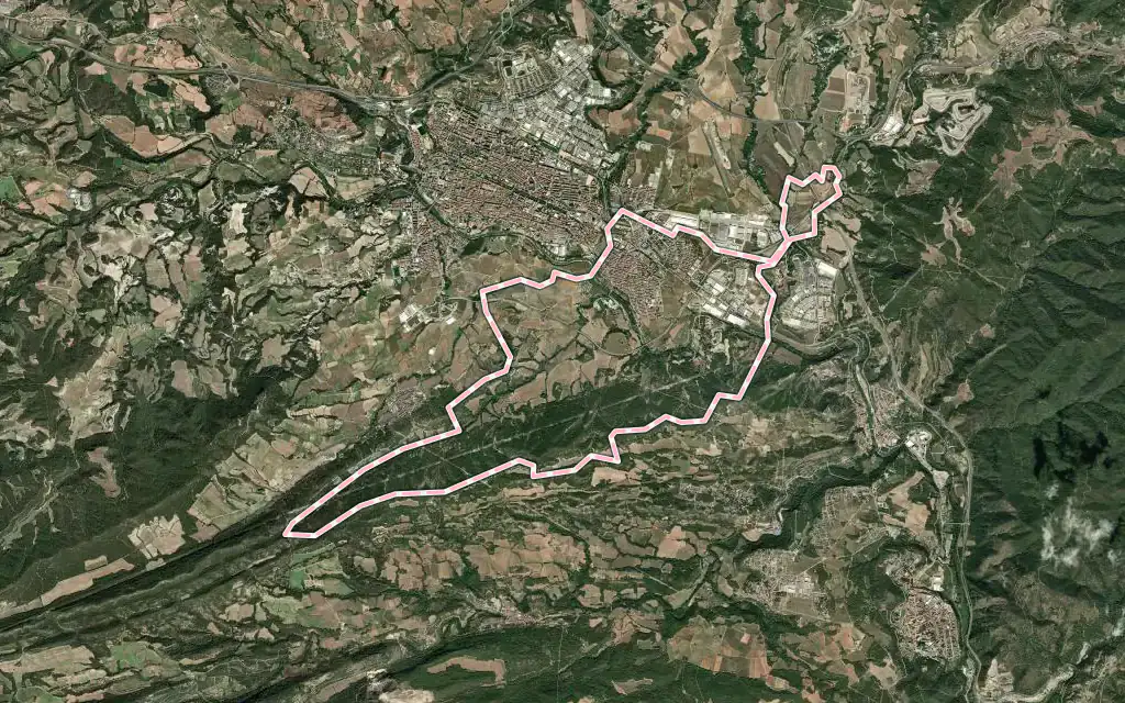 Vista satélite de Vilanova del Camí con su contorno administrativo